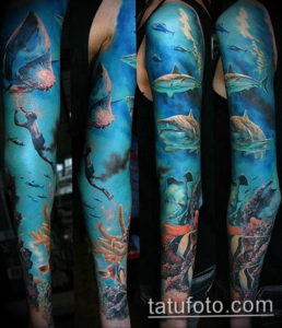Фото пример тату океан 13.08.2019 №001 - ocean tattoo - tatufoto.com