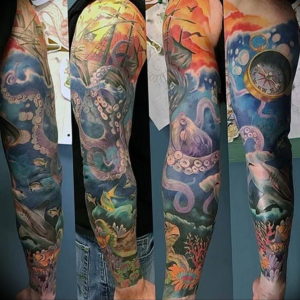 Фото пример тату океан 13.08.2019 №006 - ocean tattoo - tatufoto.com