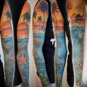 Фото пример тату океан 13.08.2019 №040 - ocean tattoo - tatufoto.com