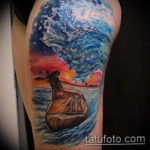 Фото пример тату океан на руке 13.08.2019 №005 - ocean tattoo on hand - tatufoto.com