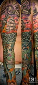 Фото пример тату океан на руке 13.08.2019 №006 - ocean tattoo on hand - tatufoto.com