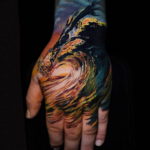 Фото пример тату океан на руке 13.08.2019 №015 - ocean tattoo on hand - tatufoto.com