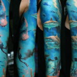 Фото пример тату океан на руке 13.08.2019 №016 - ocean tattoo on hand - tatufoto.com