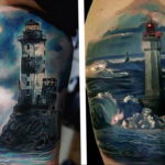 Фото пример тату океан на руке 13.08.2019 №019 - ocean tattoo on hand - tatufoto.com
