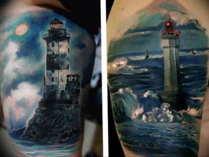 Фото пример тату океан на руке 13.08.2019 №019 - ocean tattoo on hand - tatufoto.com