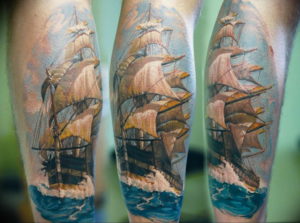 Фото пример тату океан на руке 13.08.2019 №024 - ocean tattoo on hand - tatufoto.com