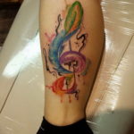 Фото скрипичный ключ тату 21.08.2019 №023 - treble clef tattoo - tatufoto.com