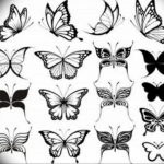 Фото тату бабочка маленькая эскиз 14.08.2019 №002 - butterfly tattoo small - tatufoto.com