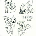 Фото тату дракон маленький эскиз 14.08.2019 №009 - dragon tattoo small sk - tatufoto.com