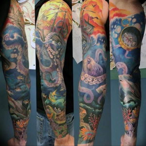 Фото тату океан 13.08.2019 №041 - ocean tattoo - tatufoto.com