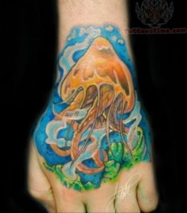 Фото тату океан на руке 13.08.2019 №013 - ocean tattoo on hand - tatufoto.com
