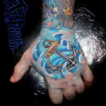 Фото тату океан на руке 13.08.2019 №015 - ocean tattoo on hand - tatufoto.com