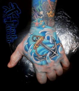 Фото тату океан на руке 13.08.2019 №015 - ocean tattoo on hand - tatufoto.com