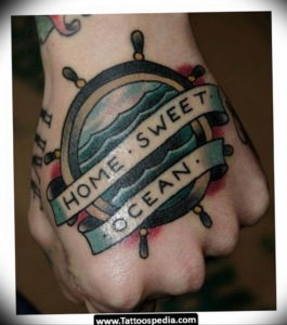 Фото тату океан на руке 13.08.2019 №020 - ocean tattoo on hand - tatufoto.com