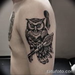 Фото тату сова с ключом 21.08.2019 №007 - owl tattoo with key - tatufoto.com