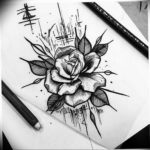 Фото эскиз маленькой розы тату 14.08.2019 №063 - sketch of a small rose tat - tatufoto.com