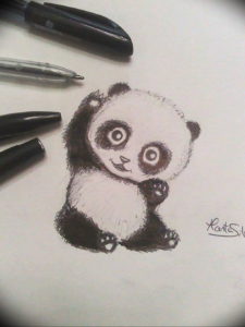 Фото эскиз тату панда маленькая 14.08.2019 №015 - sketch panda tattoo sm - tatufoto.com