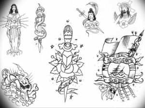 маленькие олд скул тату эскизы 14.08.2019 №022 - sketches small tattoo - tatufoto.com