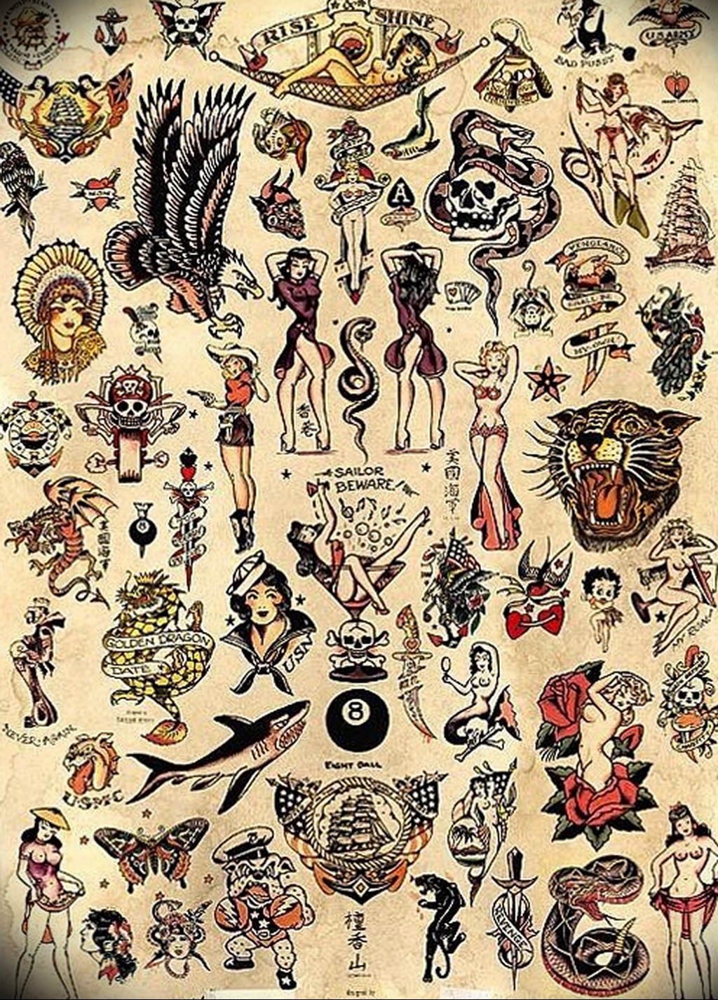маленькие олд скул тату эскизы 14.08.2019 №040 - sketches small tattoo - tatufoto.com