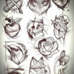Подборка эскизов татуировок в стиле blackwork, характеризующихся использованием только черного цвета и плотных, графичных линий, для тех, кто предпочитает смелый и контрастный стиль.