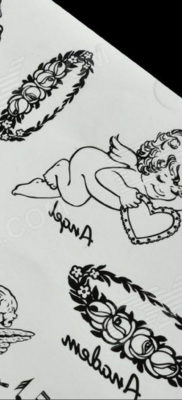 тату маленький ангел эскиз 14.08.2019 №010 — sketches small tattoo — tatufoto.com
