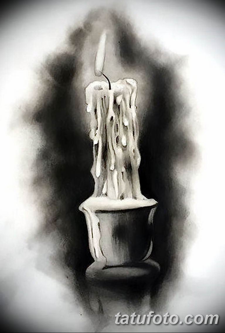 эскиз тату горящая свеча 12.08.2019 №004 - tattoo of a burning candle - tatufoto.com