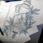 эскиз тату горящая свеча 12.08.2019 №032 - tattoo of a burning candle - tatufoto.com