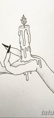 эскиз тату свеча и пальцы 12.08.2019 №001 — sketch tattoo candle and fingers — tatufoto.com