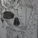 эскиз тату свеча и череп 12.08.2019 №007 - sketch tattoo candle and skull - tatufoto.com