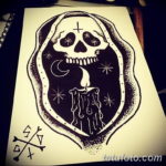эскиз тату свеча и череп 12.08.2019 №015 - sketch tattoo candle and skull - tatufoto.com