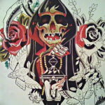 эскиз тату свеча и череп 12.08.2019 №020 - sketch tattoo candle and skull - tatufoto.com