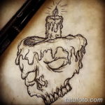 эскиз тату свеча и череп 12.08.2019 №021 - sketch tattoo candle and skull - tatufoto.com