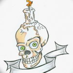 эскиз тату свеча и череп 12.08.2019 №023 - sketch tattoo candle and skull - tatufoto.com