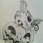 эскиз тату свеча и череп 12.08.2019 №024 - sketch tattoo candle and skull - tatufoto.com