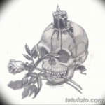 эскиз тату свеча и череп 12.08.2019 №032 - sketch tattoo candle and skull - tatufoto.com