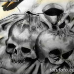 эскиз тату свеча и череп 12.08.2019 №038 - sketch tattoo candle and skull - tatufoto.com