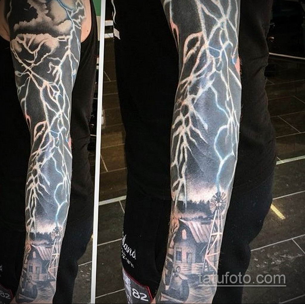 Фото тату молния на руке 14.09.2019 № 001 - tattoo lightning on the arm - t...