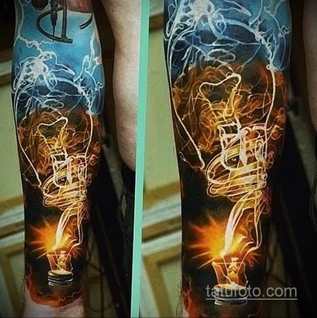 Фото тату молния на руке 14.09.2019 № 013 - tattoo lightning on the arm - t...