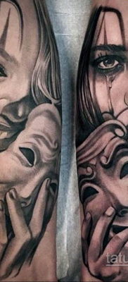 Вариант тату с театральной маской 09.09.2019 №008 — tattoo masks — tatufoto.com