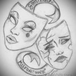 Пример театральные маски тату 09.09.2019 №026 - tattoo theater masks - tatufoto.com