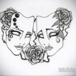 Пример эскиза театральная маска тату 09.09.2019 №003 - tattoo masks - tatufoto.com