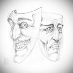 Пример эскиза театральная маска тату 09.09.2019 №014 - tattoo masks - tatufoto.com