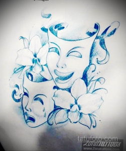 Пример эскиза театральная маска тату 09.09.2019 №015 - tattoo masks - tatufoto.com