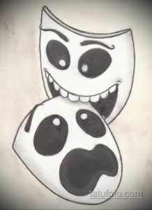 Пример эскиза театральная маска тату 09.09.2019 №016 - tattoo masks - tatufoto.com