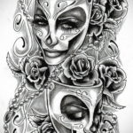 Пример эскиза театральная маска тату 09.09.2019 №017 - tattoo masks - tatufoto.com