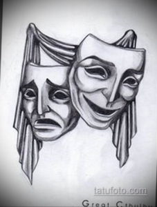 Пример эскиза театральная маска тату 09.09.2019 №018 - tattoo masks - tatufoto.com