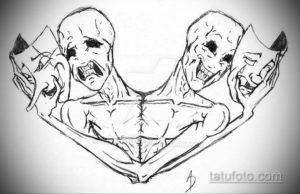 Пример эскиза театральная маска тату 09.09.2019 №019 - tattoo masks - tatufoto.com