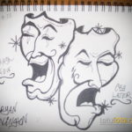 Пример эскиза театральная маска тату 09.09.2019 №020 - tattoo masks - tatufoto.com