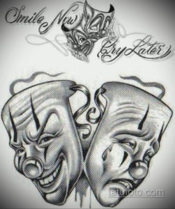 Пример эскиза театральная маска тату 09.09.2019 №021 - tattoo masks - tatufoto.com