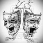 Пример эскиза театральная маска тату 09.09.2019 №022 - tattoo masks - tatufoto.com